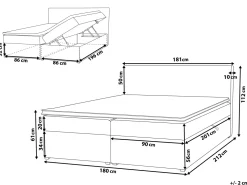 Boxspringbett Grau Mit Bettkasten Hochklappbar 180 X 200 Cm Senator