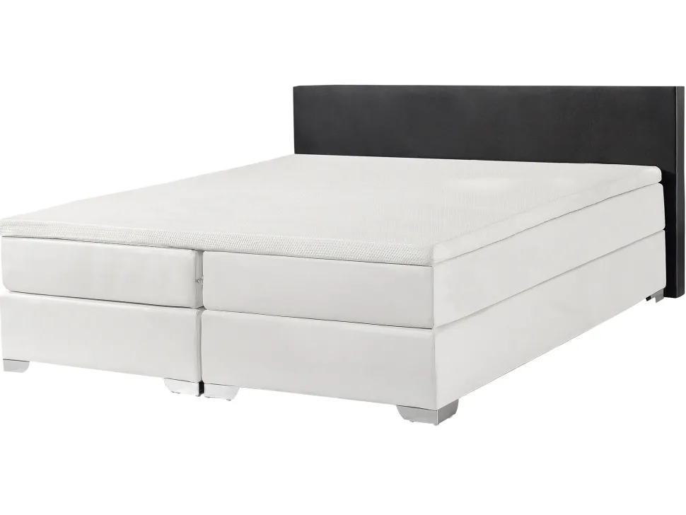 Boxspringbett Kunstleder Schwarz / Weis 160 X 200 Cm President