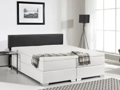 Boxspringbett Kunstleder Schwarz / Weis 160 X 200 Cm President