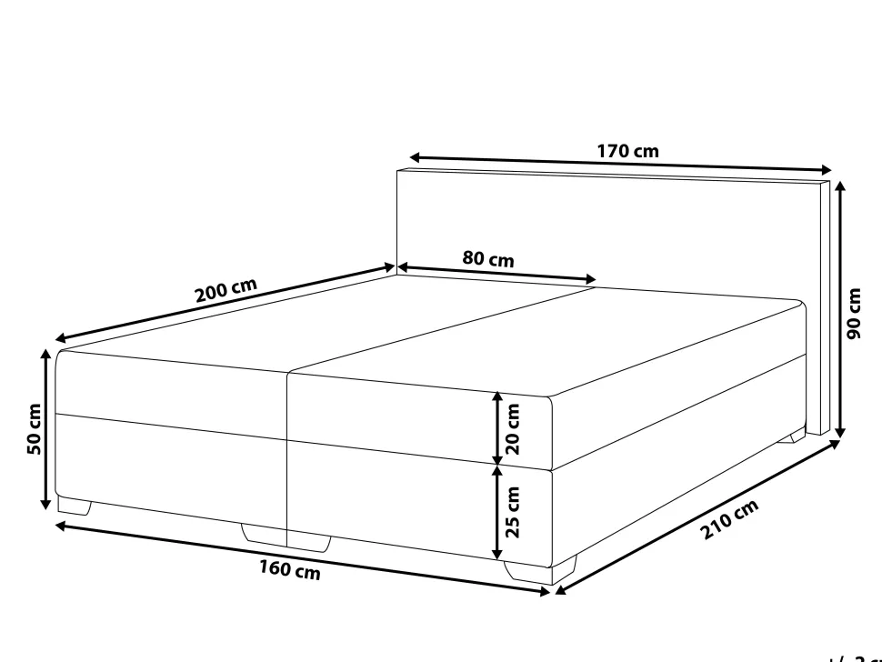 Boxspringbett Kunstleder Schwarz / Weis 160 X 200 Cm President