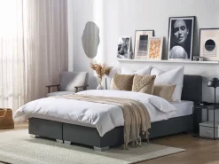 Boxspringbett Polsterbezug Grau 180 X 200 Cm Admiral