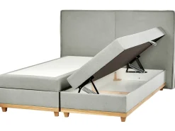 Boxspringbett Polsterbezug Hellgrau Mit Bettkasten Hochklappbar 180 X 200 Cm Dynasty