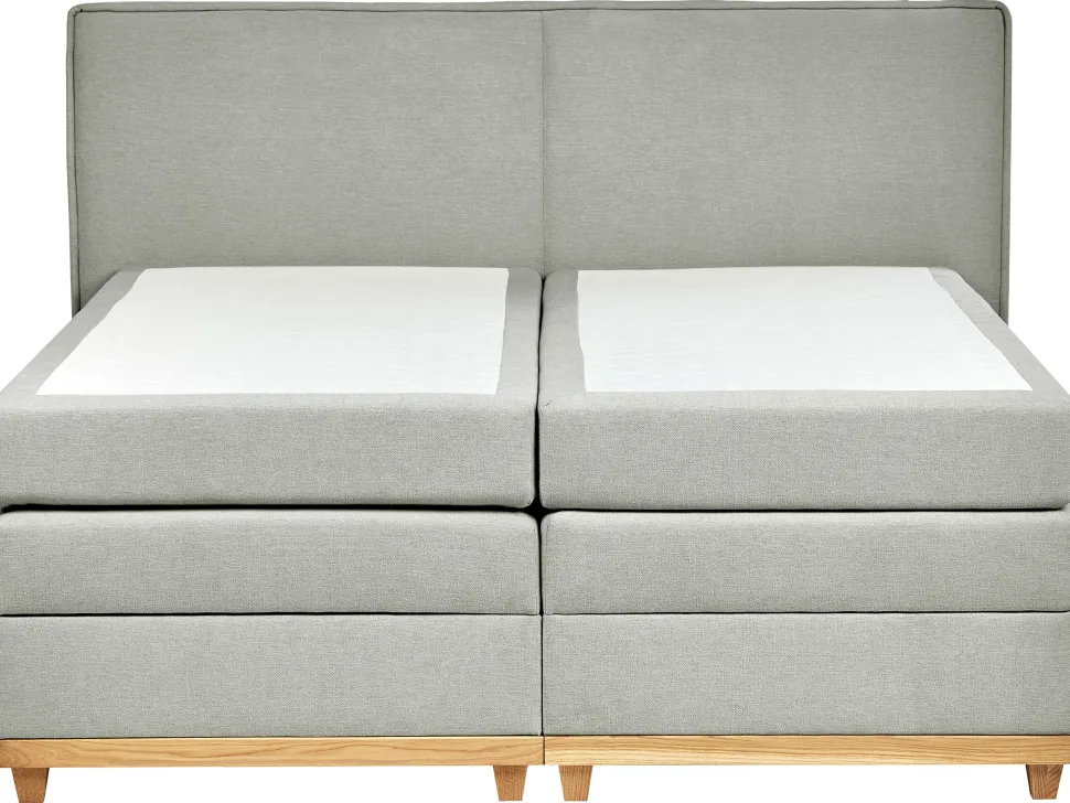 Boxspringbett Polsterbezug Hellgrau Mit Bettkasten Hochklappbar 180 X 200 Cm Dynasty