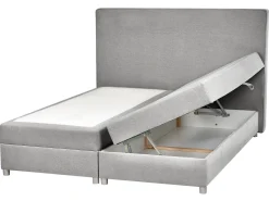 Boxspringbett Polsterbezug Hellgrau Mit Bettkasten Hochklappbar 160 X 200 Cm Minister
