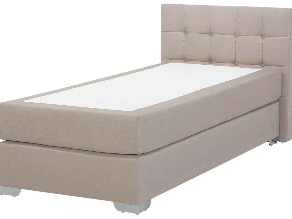 Boxspringbett Polsterbezug Leinenoptik Beige 90 X 200 Cm Admiral