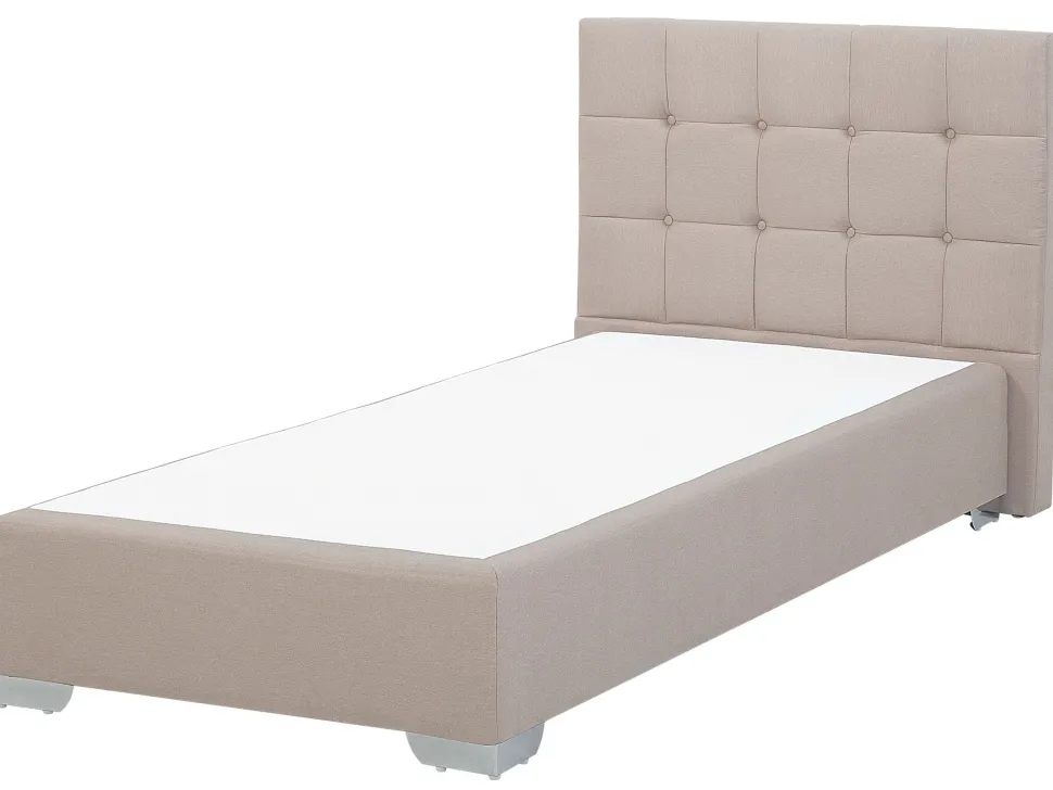 Boxspringbett Polsterbezug Leinenoptik Beige 90 X 200 Cm Admiral