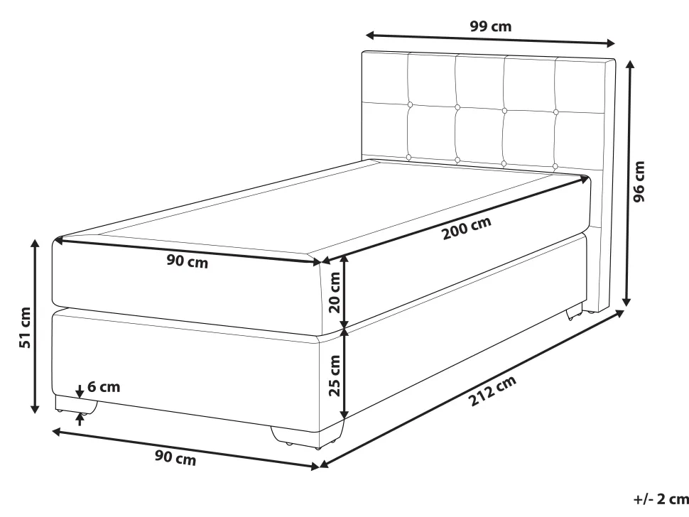 Boxspringbett Polsterbezug Leinenoptik Beige 90 X 200 Cm Admiral