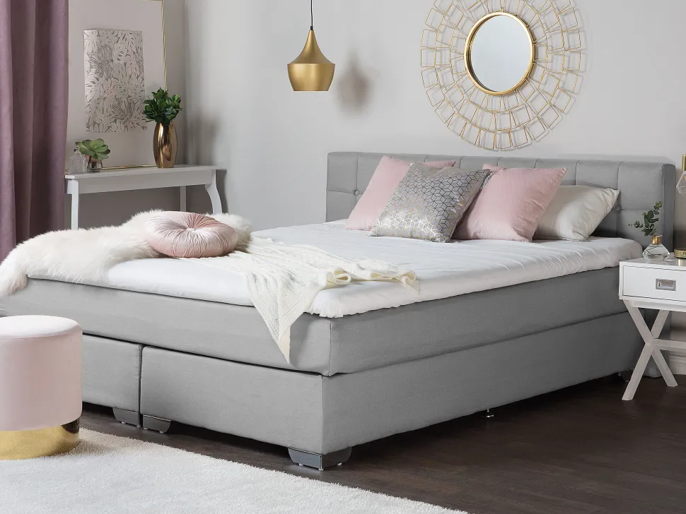Boxspringbett Polsterbezug Hellgrau 140 X 200 Cm Admiral