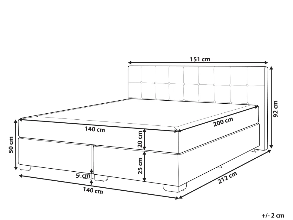 Boxspringbett Polsterbezug Hellgrau 140 X 200 Cm Admiral