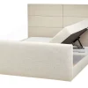Boxspringbett Polsterbezug Hellbeige Mit Bettkasten Hochklappbar 160 X 200 Cm Aristocrat