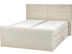 Boxspringbett Polsterbezug Hellbeige Mit Bettkasten Hochklappbar 160 X 200 Cm Aristocrat