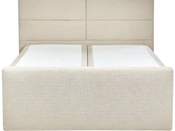 Boxspringbett Polsterbezug Hellbeige Mit Bettkasten Hochklappbar 160 X 200 Cm Aristocrat