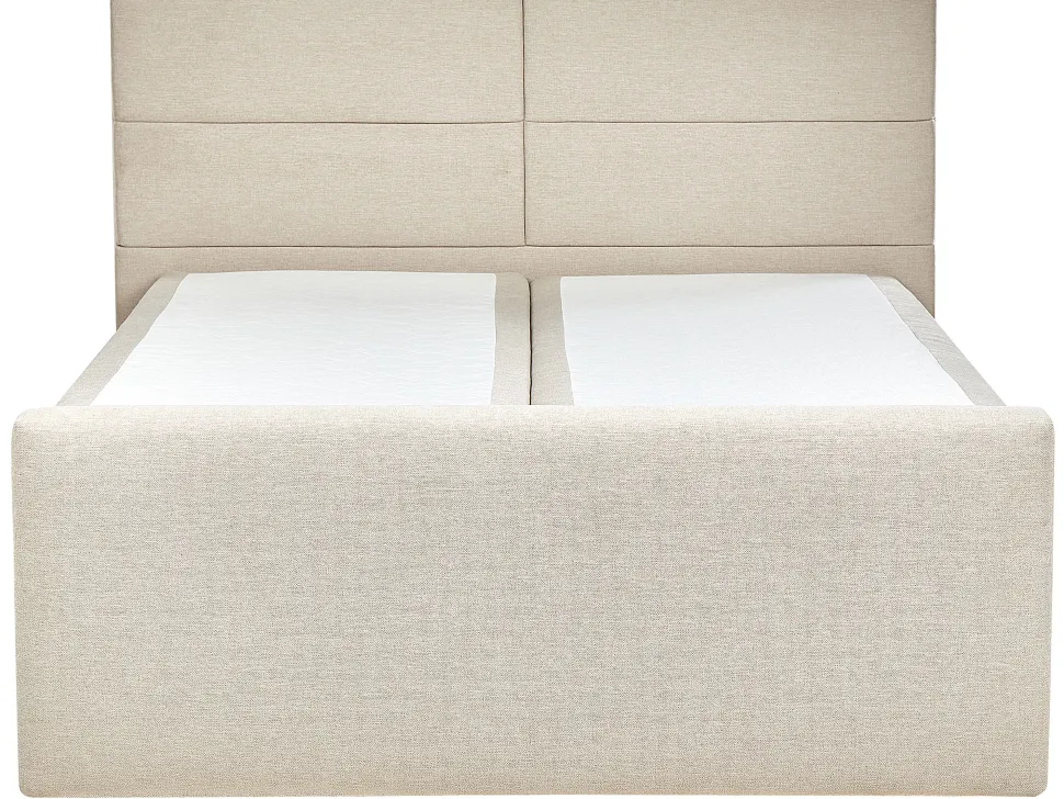 Boxspringbett Polsterbezug Hellbeige Mit Bettkasten Hochklappbar 160 X 200 Cm Aristocrat