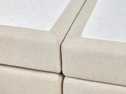 Boxspringbett Polsterbezug Hellbeige Mit Bettkasten Hochklappbar 160 X 200 Cm Aristocrat
