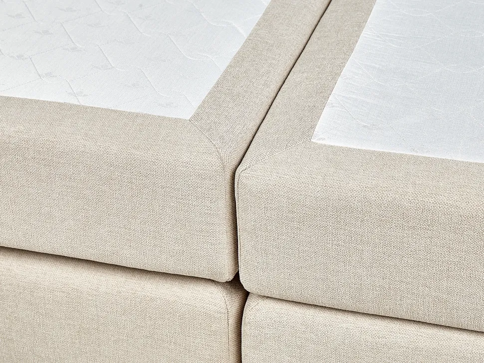 Boxspringbett Polsterbezug Hellbeige Mit Bettkasten Hochklappbar 160 X 200 Cm Aristocrat