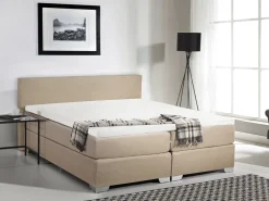 Boxspringbett Polsterbezug Leinenoptik Beige 180 X 200 Cm President