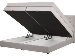 Boxspringbett Polsterbezug Mit Bettkasten Hochklappbar Hellgrau 160 X 200 Cm Magnate