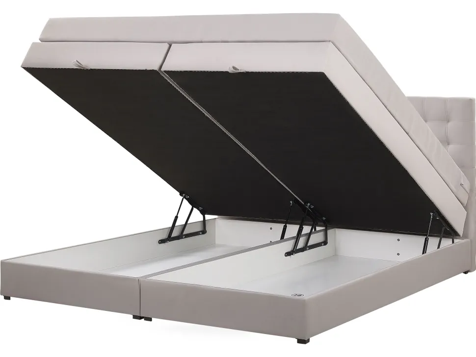Boxspringbett Polsterbezug Mit Bettkasten Hochklappbar Hellgrau 160 X 200 Cm Magnate