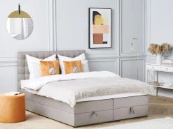 Boxspringbett Polsterbezug Mit Bettkasten Hochklappbar Hellgrau 160 X 200 Cm Magnate