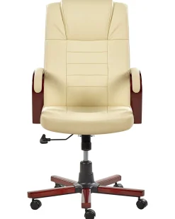 Burostuhl Beige Leder Massagefunktion Heizfunktion Diamond