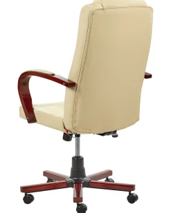 Burostuhl Beige Leder Massagefunktion Heizfunktion Diamond