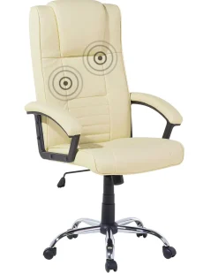 Burostuhl Kunstleder Beige Massagefunktion Heizfunktion Hohenverstellbar Comfort Ii