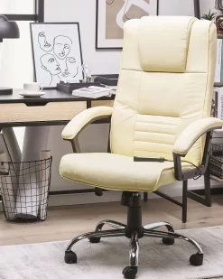 Burostuhl Kunstleder Beige Massagefunktion Heizfunktion Hohenverstellbar Comfort Ii