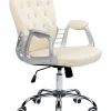 Burostuhl Kunstleder Beige Mit Kristallsteinen Hohenverstellbar Princess