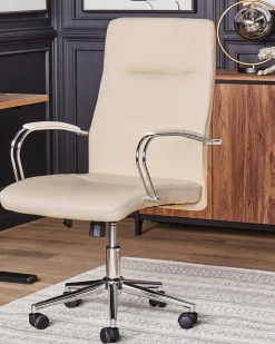 Burostuhl Kunstleder Beige Hohenverstellbar Oscar