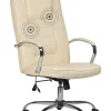 Burostuhl Kunstleder Beige Massagefunktion Heizfunktion Hohenverstellbar Grandeur