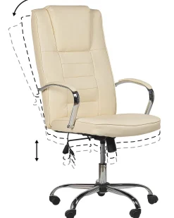 Burostuhl Kunstleder Beige Massagefunktion Heizfunktion Hohenverstellbar Grandeur