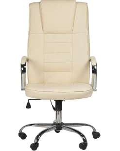 Burostuhl Kunstleder Beige Massagefunktion Heizfunktion Hohenverstellbar Grandeur