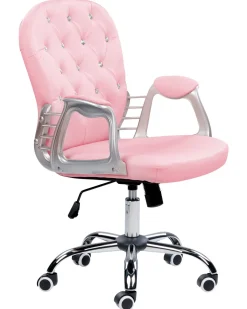 Burostuhl Kunstleder Rosa Mit Kristallsteinen Hohenverstellbar Princess