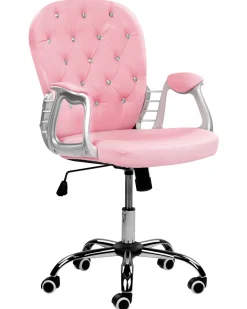 Burostuhl Kunstleder Rosa Mit Kristallsteinen Hohenverstellbar Princess
