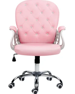 Burostuhl Kunstleder Rosa Mit Kristallsteinen Hohenverstellbar Princess