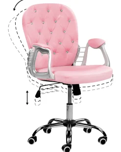 Burostuhl Kunstleder Rosa Mit Kristallsteinen Hohenverstellbar Princess