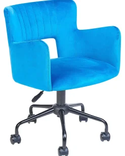 Burostuhl Samtstoff Blau Hohenverstellbar Sanilac