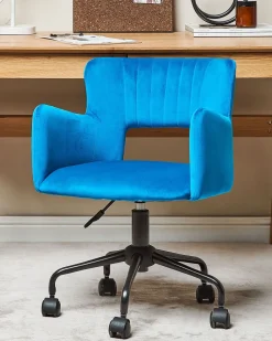 Burostuhl Samtstoff Blau Hohenverstellbar Sanilac
