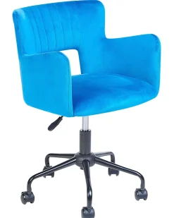 Burostuhl Samtstoff Blau Hohenverstellbar Sanilac