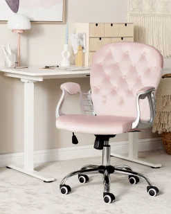 Burostuhl Samtstoff Rosa Hohenverstellbar Princess