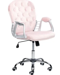 Burostuhl Samtstoff Rosa Hohenverstellbar Princess