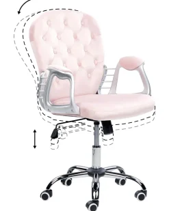 Burostuhl Samtstoff Rosa Hohenverstellbar Princess