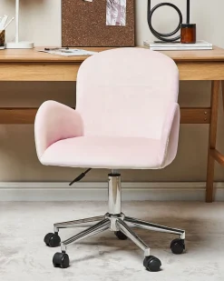 Burostuhl Samtstoff Rosa Hohenverstellbar Priddy
