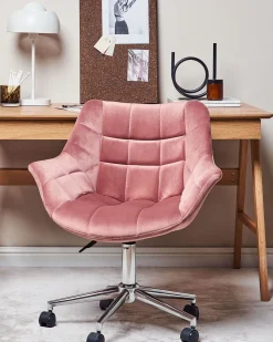 Burostuhl Samtstoff Rosa Hohenverstellbar Labelle