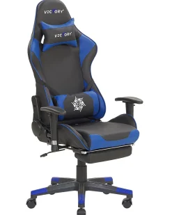 Burostuhl Schwarz / Blau Hohenverstellbar Mit Fusstutze Victory