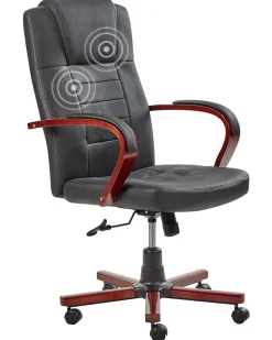 Burostuhl Schwarz Leder Massagefunktion Heizfunktion Diamond