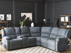 Corner Fabric Manual Recliner Sofa Grey Rokke