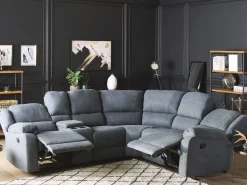 Corner Fabric Manual Recliner Sofa Grey Rokke