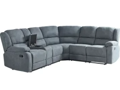 Corner Fabric Manual Recliner Sofa Grey Rokke