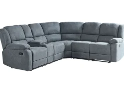 Corner Fabric Manual Recliner Sofa Grey Rokke